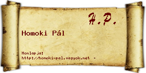 Homoki Pál névjegykártya